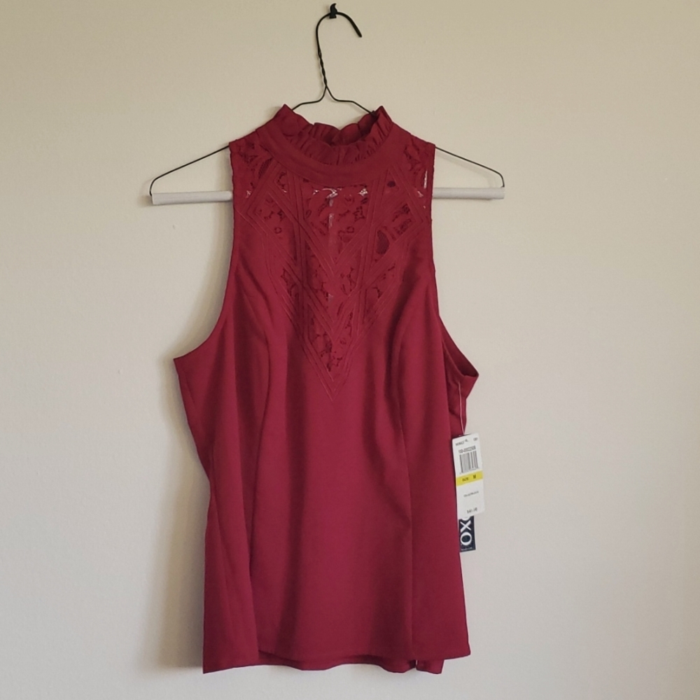 NWT Red high-neck blouse tank top XOXO Medium